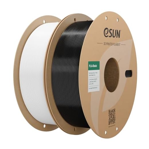 eSUN PLA Basic Filament 1.75mm, 3D Printer Filament High Speed PLA for Fast Printing, 1KG per Spool, 2 Spools High Speed 3D Printing Filament, Cold White + Black