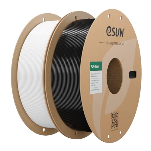 Image of eSUN PLA Basic Filament 1.75mm, 3D Printer Filament High Speed PLA for Fast Printing, 1KG per Spool, 2 Spools High Speed 3D Printing Filament, Cold White + Black