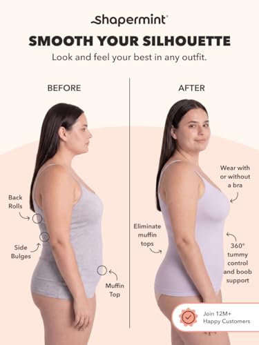 Image of SHAPERMINT Womens Tops - Scoop Neck Cami Body Shaper for Women, Shapewear Tummy Control, Camisole Tank Tops for Women