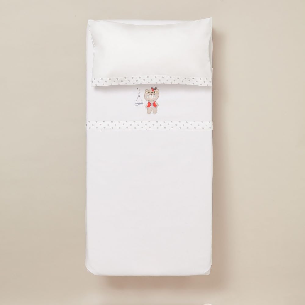 Interbaby Set di lenzuola da miniculla TIPI OSO in bianco e grigio - 450 g