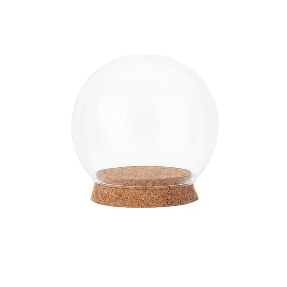 LOMNCHSG Glass Cloche Dome, Bell Jar Glass Dome Cloche with Cork Base for Flower Decoration, 1 Piece, Multiple Sizes(11 * 10.8cm)