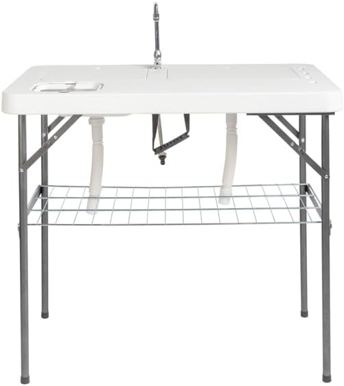 Folding Portable Fish Fillet & Hunting & Cutting Table with Sink Faucet (114.5 * 59 * 94.5cm)