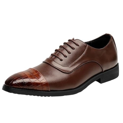 Men's Lace up Oxford Dress Shoes Genuine Leather Simple Versatile Business Casual Oxfords Comfortable Slip Resistant Formal Office Wedding Wear