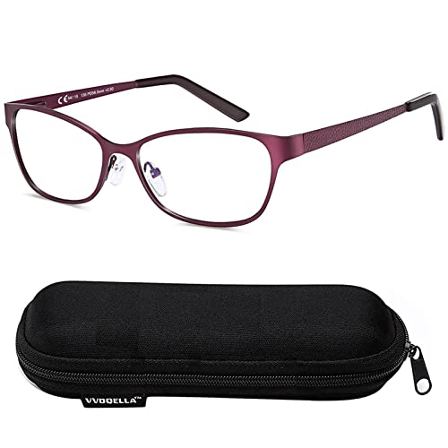 VVDQELLA Metalicas Gafas de Lectura Mujer 1.25x Bisagra de Resorte 3 Colores HD Gafas Lectura Anti Luz Azul Mujer Gafas Presbicia Mujer 1.25x - Púrpura Cover