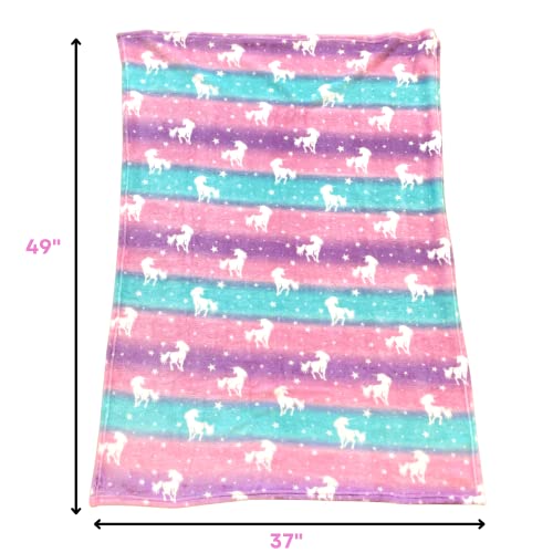 CLUB LIBBY LU Unicorn Throw Blanket and Stuffed Animal Gift Set for Girls, Butter Soft Fleece (37\" x 49\")