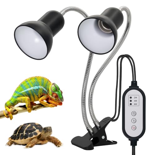 Lampe chauffante reptile E27 double douille avec pince et minuterie pour serpent