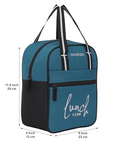 Image of Durable & Lightweight Lunch Bag | Trendy Water-Resistant Tiffin Bag & Meal Holder for Office, School, Travel & Picnic, Stylish, Insulated Design for Men, Women & Kids. (T-Blue)