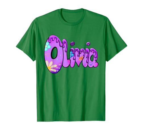 Olivia Personalised Name Olivia for Girls and Women T-Shirt, Men, Kelly Green, Small