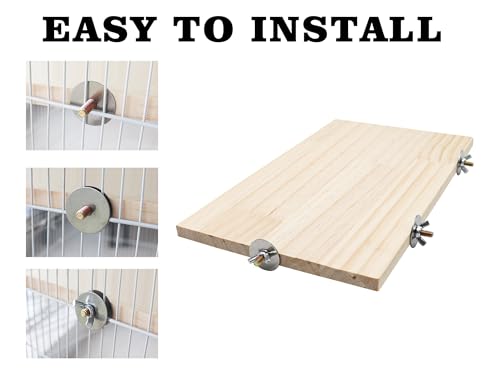 Image of Large Bird Perch, Wooden Platform, Bird Playground, Parakeet Shelf Stand Platform, Bird Perches for Cage, Cage Accessories for Parrots, Rats, Chinchillas, Hamsters, Squirrels, Sugar Gliders
