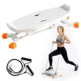 SEKAM Ski Machine Exercise Equipment with Resistance Bands, Slide Stepper Balance Board Featuring LCD Monitor, 300 LBS Capacity Portable Ski Trainer for Full Body Workout at Home Gym (Orange)