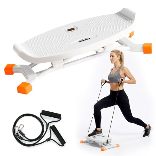 SEKAM Ski Machine Trainer, Indoor Ski Simulator with Resistance Bands & Balance Board - Low Impact Stepper Exercise Equipment for Home Gym Full Body Workout, 300LBS Capacity (Orange)