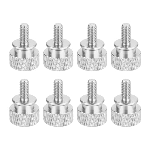 MECCANIXITY 8Pcs M4x0.7mm Aluminum Thumb Screws, 12x18mm(ODxH) Computer Case Thumb Screws for PC Side Panel Motherboard Mounting Screw, Silver