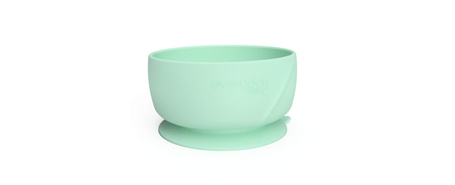 EVERYDAY BABY Strong Suction Cup Function, Slanted bottom 100% Silicone Bowl for Kids Mint Green 120x60 mm