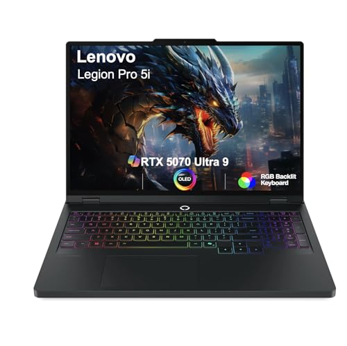 Image of Lenovo Legion Pro 5i AI Gaming Laptop 16.0 inch 165Hz OLED WQXGA Display (Intel Ultra 9-275HX, GeForce RTX 5070 8GB, 64GB DDR5, 2TB PCIe SSD, RGB KB, Win 11 Home) w /Dockztorm Wireless Mouse