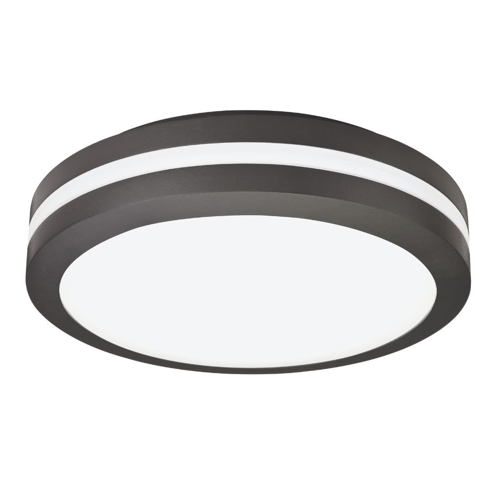 Lithonia Lighting Outdoor Flush Mount LED Ceiling Light, Exterior Ceiling Lighting Fixture, 4000K Cool White Light, Dark Bronze (OLCFM 15 DDB M4)