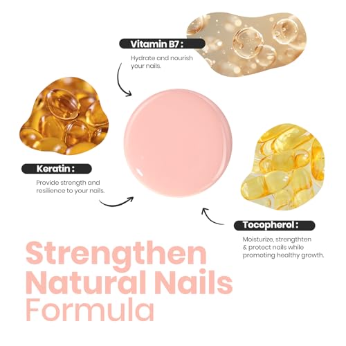 Image of Beetles Nail Polish Bubble Bliss, 2 in 1 Nail Strengthener Polish | Growth Nail Ridge Filler Base Coat Nail for Damaged Thin Nails Natural Nails Bubbly Bliss Nude Pink 15ML