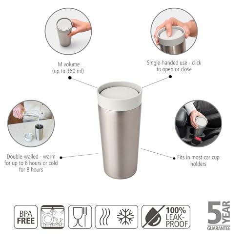 Brabantia, Make & Take Insulated Cup with Smart Click Lid, Keeps Drinks Hot for 6 Hours, Cold for 8 Hours - Image 3