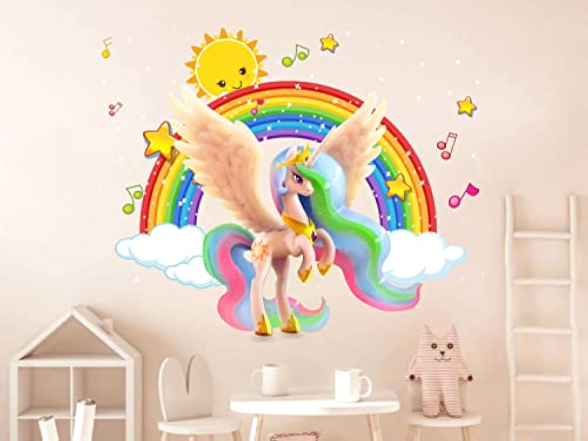 White Unicorn Rainbow Sticker