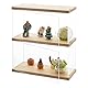 SUPERFINDINGS 2 Stöckige Acryl Vitrine Mit Holzsockel Organizer Box Für Sammlerstücke Transparente Holz Vitrine Aufbewahrungsbox Für Modelle Bausteine Präsentationshalter