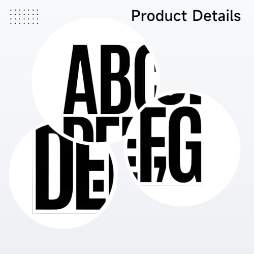 Calcomanías de letras alfabeto negro con números autoadhesivos impermeables 2