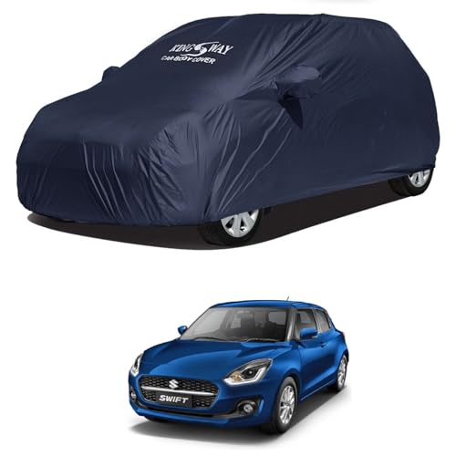 Image of KINGSWAY Accessories Waterproof Car Cover Only Compatible with Maruti Suzuki Swift Year 2021 to 2024, Mirror Pockets, Bird Poop, All Weather, Scratch and UV Protection Car Body Cover, Grey
