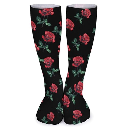 Beast Rose Beauty Novelty Knee High Socks Soft Compression Tube Stockings for Women Men
