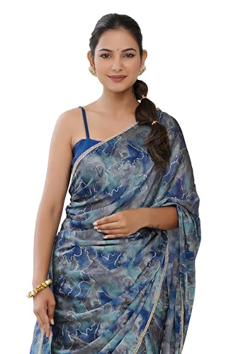 Image of MIRCHI FASHION Saree for Woman Chiffon Colorblock with Foil Work | Shimmer Festive Women's Sari for Wedding Functions and Ceremonies