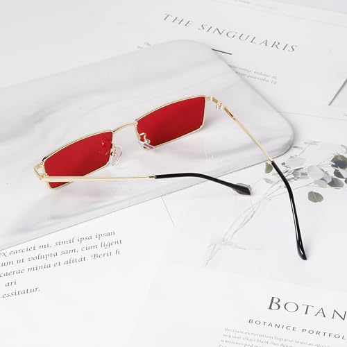 Image of Small Y2K Narrow Rectangle Sunglasses Womens Mens Retro 80s 90s Sun glasses UV400 Sunnies
