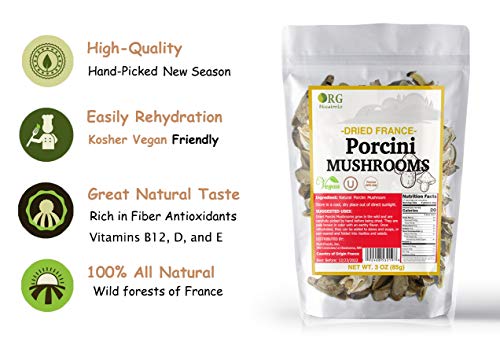 Orgnisulmte Dried Porcini Mushrooms New Season French Wild Porcini Mushroom Premium Vacuum Pack 3Oz thumb #1
