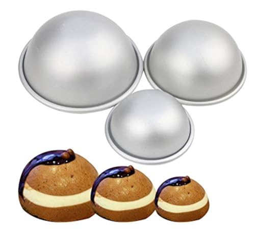 Flunyina 6 Pcs Mini Aluminum Hemisphere Ball Cake Pans Half Sphere Bath Bomb Baking Mold Pastry Mould - Three Different Sizes 1.77“, 2.16”,...