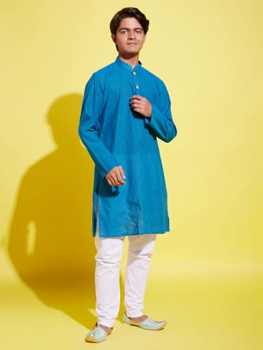 Image of VASTRAMAY Boy's Pure Cotton Solid YUVA Kurta Pyjama Set