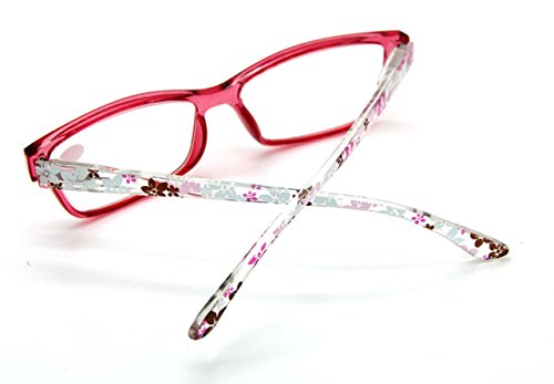 Women's Specs Rectangular Small Flowers Prints Spring Hinges Reading Glasses Reader2