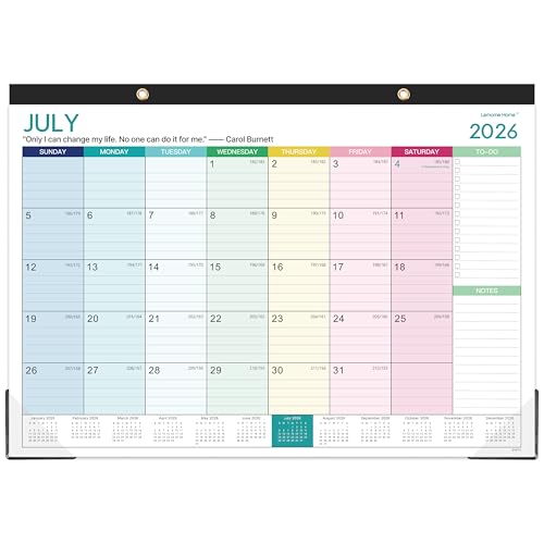 Calendar 2026-2027 - Desk Calendar 2026-2027 18 Monthly Desk/Wall Calendar 16.8 x 12 July 2026 - December 2027 Thick Paper with Corner Protectors Large Ruled Blocks - Colorful Lump