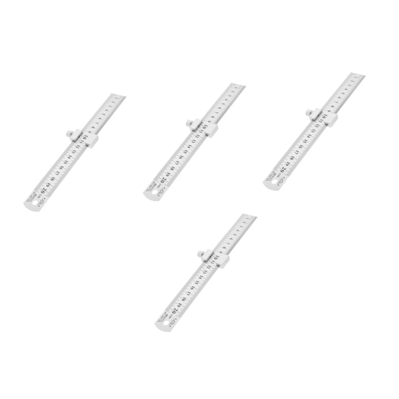 Housoutil 4 Regla Metálica Inoxidable con Bloque Posicionador Herramienta Precisa para Carpinteros Oficina y Taller