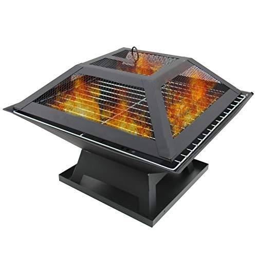 Finderomend 18.5 inch Outdoor Fire Pit Wood Burning Fireplace Patio Firepit Bowl Stove with Spark Screen Waterproof Cover Fire Poker for Camping Fire Picnic Bonfire Backyard