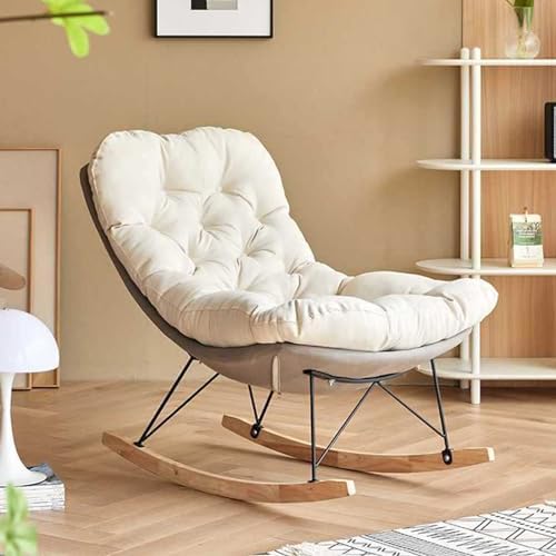 Patio Leisure Rocking Chairs，Modern Accent Rocking Chair,Upholstered Glider Chair with High Backrest,Nursery Rocking Chair,Comfy Side Chair,for Nursery, Bedroom, Living Room(Grey)