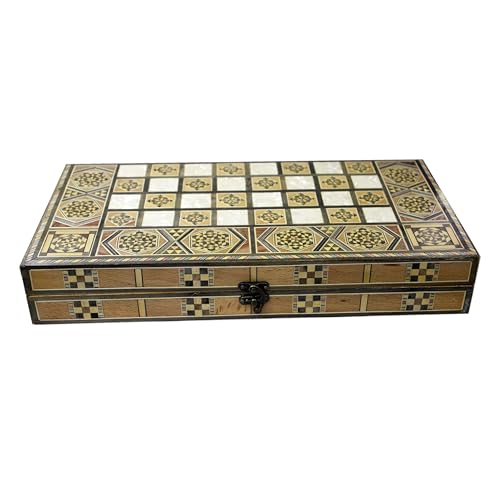 Latas Handicrafts & Gifts LLC Wooden Backgammon with Chess Board | CHS6A 48cmx24cmx8cm