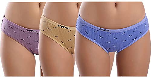 Image of StyFun Women Cotton Hipster Panties for Women Daily Use, Back and Front Coverage, Multicolor, for Size- S, M, L, XL, XXL, See Main Image to Check How Many Panty You Will Get