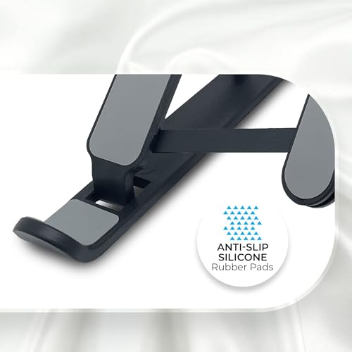 Image of Stealodeal Adjustable Laptop Stand for Desk, Foldable Portable Plastic Laptop Holder, 6-Level Height Adjustment, Anti-Slip Silicone Pads, Compatible with Laptops Up to 17 Inch (Black)