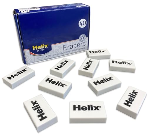 Helix Small White Classic Erasers (Box of 40), 34MM