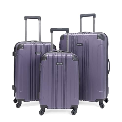 Kenneth Cole REACTION Out of Bounds Lightweight Hardshell 4-Wheel Spinner Luggage, Smokey Purple, 3-Piece Set (20″, 24″, & 28″)