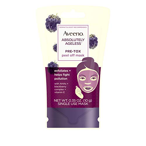 Aveeno Absolutely Ageless Pre-Tox Peel Off Antioxidant Face Mask with Alpha Hydroxy Acids, Vitamin E & Blackberry Complex, Non-Comedogenic, Paraben- & Phthalate-Free, 0.35 oz (Pack of 3)