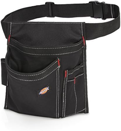 Dickies 5-Pocket Single Side Tool Belt Pouch/Work Apron, Durable Canvas Construction, Adjustable Belt for Custom Fit, Black