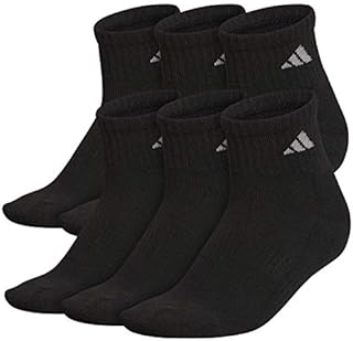 adidas womens Athletic Cushioned Quarter Socks With Arch Compression (6-Pair), Black/Aluminum 2, Medium