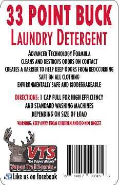Generic Vapor Trail Scents 33 Point Buck Laundry Detergent 32 0z., 1 Ounce (Pack of 1), Clear