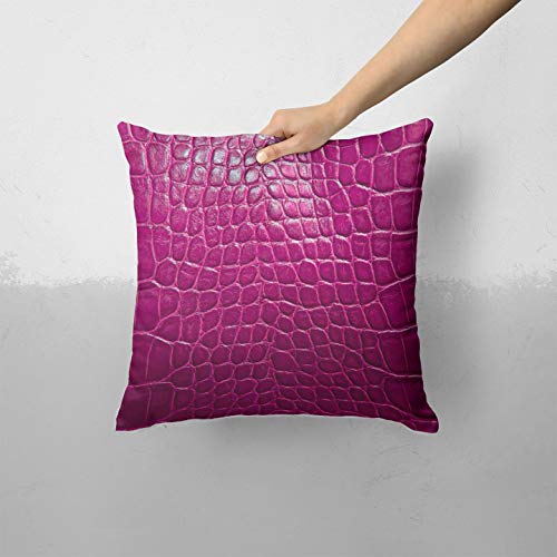 iiRov Bright Magenta Aligator Skin - Custom Decorative Home Decor Indoor or Outdoor Throw Pillow Cover for Sofa, Bed or Couch Cushion (Pillow CASE Cover ONLY)