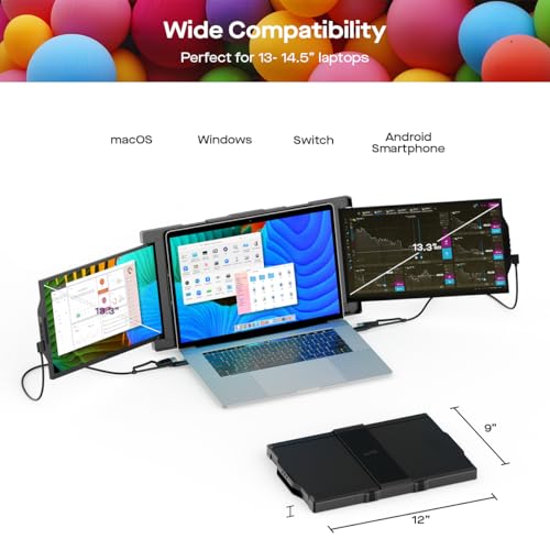 Image of Portable Monitor - Mobile Pixels 13.3'' Trio Monitor for 13''-14'' Laptops with Built-in Kickstand, 1080P Full HD IPS Triple Screen, USB A /Type-C Plug and Play, Windows /Android /Mac (Optional Magnets)