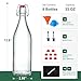 8 Pack [1 L / 33 fl. oz.] Swing Top Glass Bottles w/Airtight Stopper Lids – Flip Top Brewing Bottle for Fermentation, Kombucha, Mead, Vinegar, Beer, Kefir, Wine, Soda – With 8 Extra Seals & 2 Pourers
