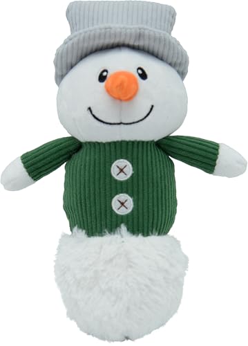 Flamingo Hundespielzeug – WEIHNACHTSSPIELZEUG – Chayao Schneemann Mehrfarbig – 24 cm – Plüschspielzeug mit Quietscher – Festliches Design