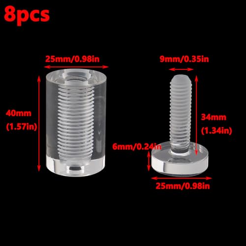 Image of Antrader Clear Standoffs,Glass Wall Mount Hardware Kit,25 x 40mm (8Pcs) | Acrylic Standoff Screws for Advertising Board Hanging Acrylic Picture Frame